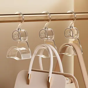 3 Pieces Clear Purse Hanger Closet, Luxury Crystal Bag Hangers Hooks with 360-Degree Rotation, Durable Handbag Backpack Purse Organizer for Closet rotating