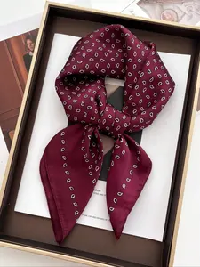 Women's Satin Square Scarf, Printed Bandana, Versatile Bag Accessory, Stylish Hair Wrap, Elegant Neck Shawl & Chic Headscarf, Casual Soft Scarf, Neck Scarves