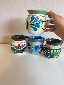 Fathers Day Set Mexican Coffee Mug Taza Mexican Jarrito Hand Painted Unique Reusable Ceramic Tumbler 4" Tall Dishwasher Safe Drinkware
