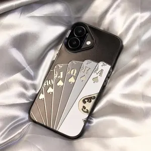 Compatible for 17 Air16, 15, 14, 13 Pro Max Plus models. Features a playing card pattern design with a matte finish and anti-shock and scratch-resistant functionality. A must-have accessory for fashion-conscious men and women.IPhone 16 case/15 pm case