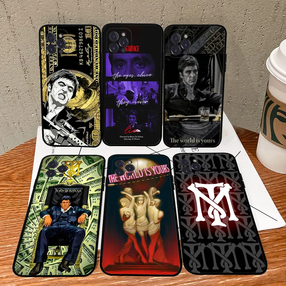 Retro Crime Film Money & Gun Gangster Smartphone Case for iPhone 11-17 Series, Neon Handheld Soft TPU Anti-Scratch Protective Shell with Button Design, Classic Movie Art Ideal Gift for Trendy Cellphone Users, Casing