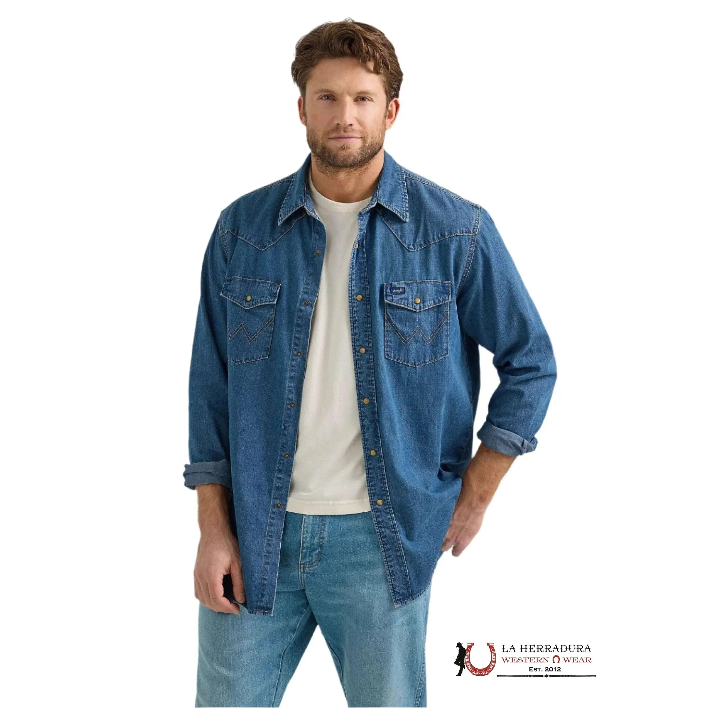 WRANGLER COWBOY CUT® WORK WESTERN RIGID DENIM LONG SLEEVE SHIRT 112361701