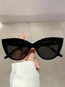 Unisex Plain Color Frame Sunglasses (1 Pair), Trendy Casual Cat Eye Frame Sunglasses for Everyday Use, Fashion Accessories for Outdoor Activities, Trendy Beach Eyewear, Stylish Glasses