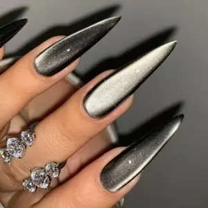 XXl Long Press on Cat Eye Nails Set, 24 Pieces Stunning Ombre Gradient Acrylic Nails, Nail Tips, Includes Jelly Glue and Nail File for Women, Glossy Fake Nails