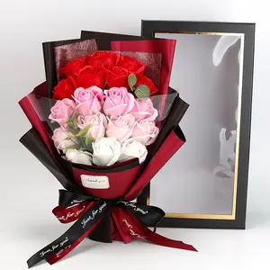 Soap Rose Bouquet, 18Pcs Real Scented Soap Flowers Gift Box, Never Die Roses for Valentine Mother's Day Birthday, Home Decor