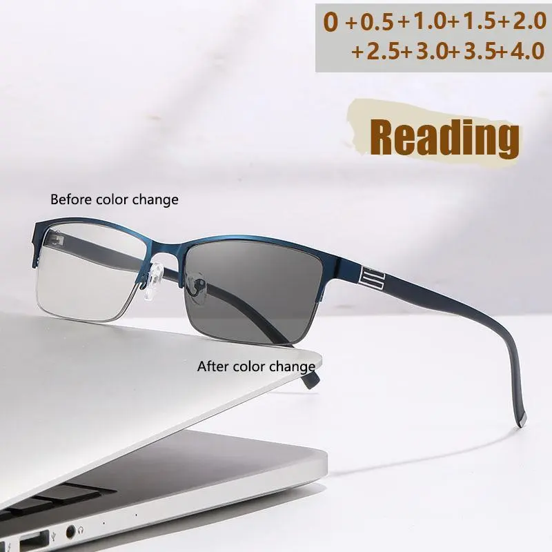 Color-changing men's semi-rimmed business style glasses frames for nearsightedness correction 809