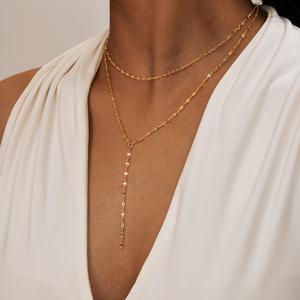 MP Elegant Necklaces 14K Gold Plated Double Layer Beaded Chain Non Tarnish Jewelry Sexy Daily Accessories for Women pendant
