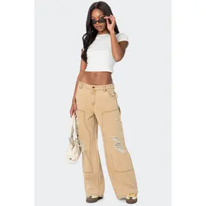 Alibi Distressed Low Rise Baggy Carpenter Jeans