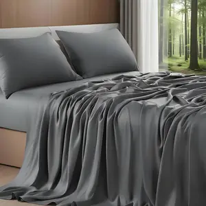 4pcs Bed Sheet Set Fits Upto 14" Mattress include (1 Flat Sheet 1 Fitted sheet set, and two pillowcases.), Soft Microfiber