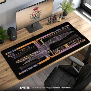 USS Saturn Star Trek Mouse Pad - Galaxy Class LCARS Gaming Mat, Sci-Fi Office Decor, Trek Fan Gift Idea