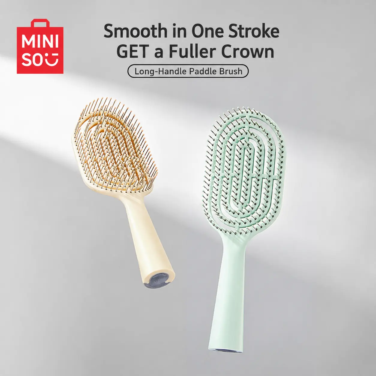 Miniso Advanced Vertical Handle Air Bag Detangling Hairbrush with Cleaning Brush for Women - Daily Styling, Salon Use