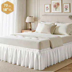 White Bed Skirts Dust Ruffle for King/California King Size Bed 18 Inch Tailored Drop with Adjustable Elastic Belt Easy to Install and Clean 100% Polyester Mattress Foundation Conceals Bed Frames and Platforms - Bedding Supplies Bedroom