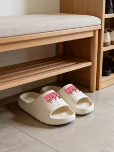 1 Pair Cartoon Ice Cream Girl Letter Printed Thick Sole Slippers, Sweet Cool Girl Style, Non-slip Soft Sole, Indoor & Outdoor Dual-use, Open Toe Slides, Casual Slippers