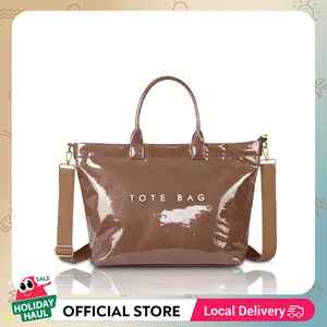 Women's Elegant Commuter Everyday Tote Bag, Plain High-Capacity Kraft Paper & PVC Design, Transparent Letter Print, Waterproof Shoulder Bag for Travel & Daily Use, Everyday Bags, Elegant Commuter Bag,summervibes