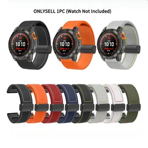 22mm QuickFit Magnetic Silicone Watch Band For Garmin Fenix 5 6 7 Forerunner 945 955 Instinct 2 Quatix Replacement Strap Smart Watch Accessories