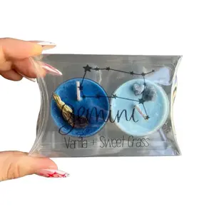 Zodiac Crystal Tea Light Candle Set Decor Ornaments - Gemini Vanilla & Sweet Grass Scented Soy Wax 4-6 Hours Household Candle