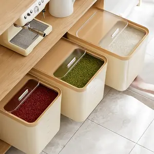 1PC Household Grain Storage Container - Large Food-Grade Rice/Flour Dispenser with Push-Pull Lid, Airtight Leak Proof & Moisture-Proof Design