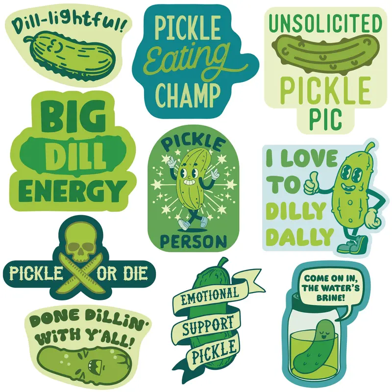 More Pickles Sticker Extra Large Stickers for Adults Funny Adhesives with Memes Funny Stickers with Colorful Graphic Decals Funny Food  Multi