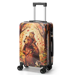 20 Inch Cute Bear Carry-On Luggage | 33L Capacity | 360° Spinner Wheels | Lightweight Hard Shell | Includes Clear Protective Cover | Perfect for 1-4 Days Travel  （）