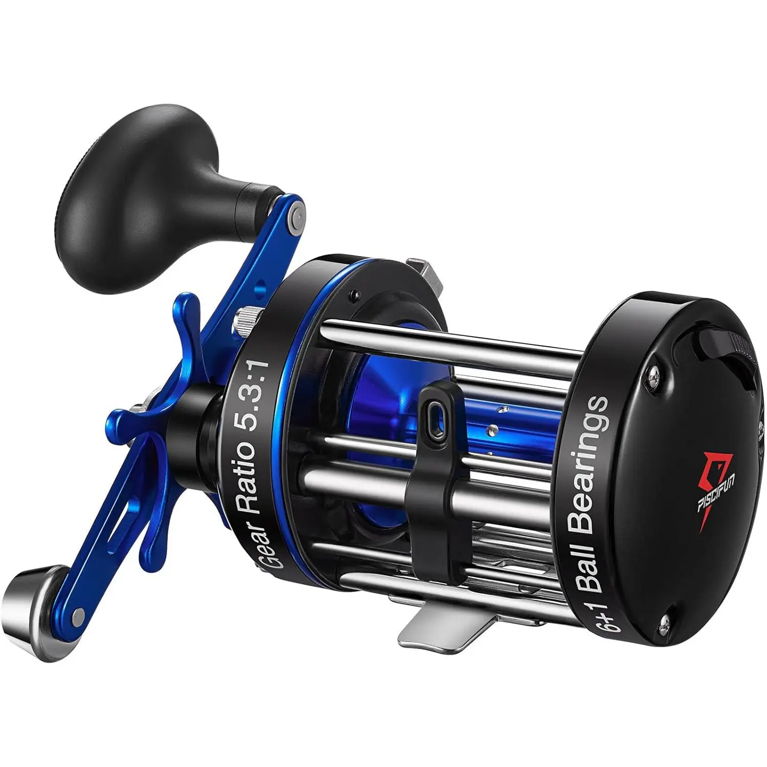 Chaos XS Baitcasting Fishing Reel, Reinforced Metal Round Baitcaster Reel for Catfish, Musky, Bass, Pike - Smooth Saltwater Inshore Trolling