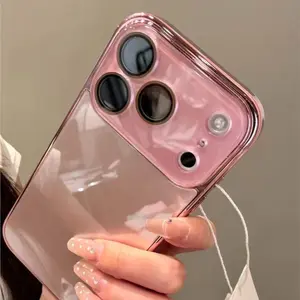 Luxury Tempered Glass Camera Protection Case for iPhone 17 16 15 14 13 12 Pro Max Plating Bumper Shockproof Hard Back Cover