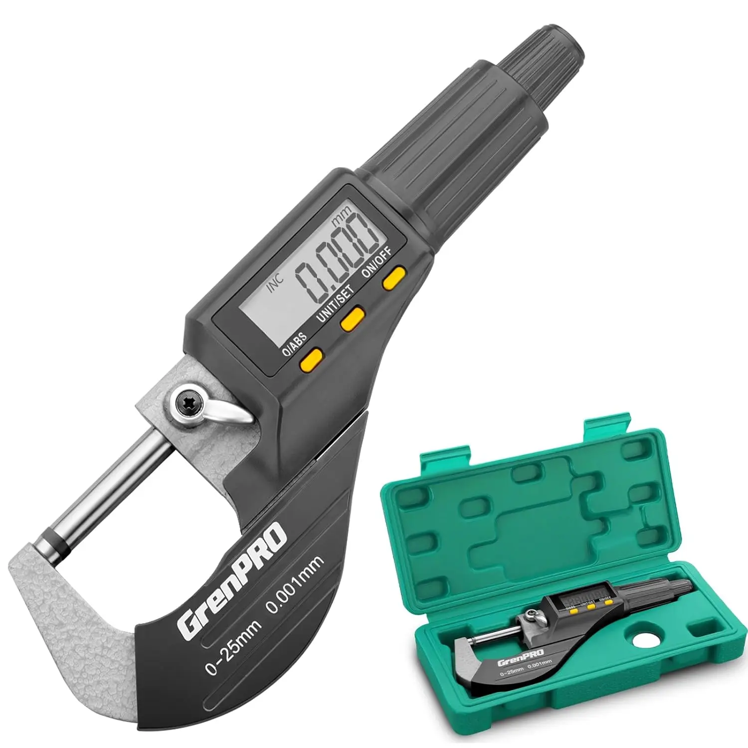 Digital Micrometer Measuring Tool, Professional Inch/Metric Precision Thickness Gauge, DIY and Household Use 0.00005"/0.001 mm Accuracy Micrometers ,Protective Case with Extra Battery