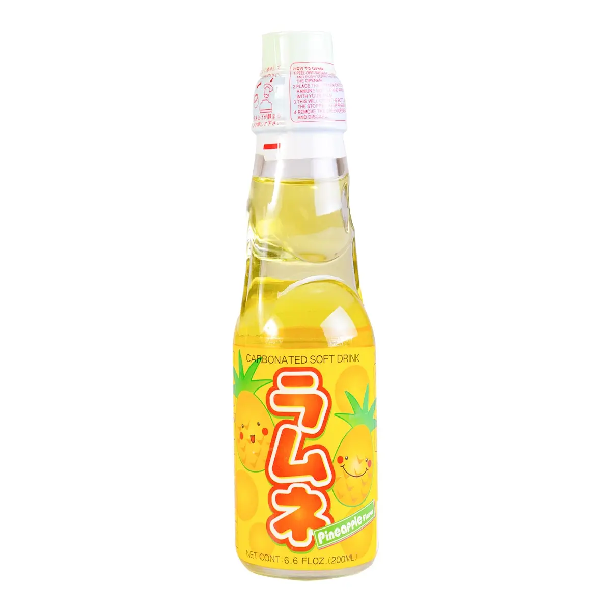 HATAKOSEN Ramune Japanese Soda - Pineapple Flavor, 200ml Bottle - Unique Marble Cap Drink for Refreshment