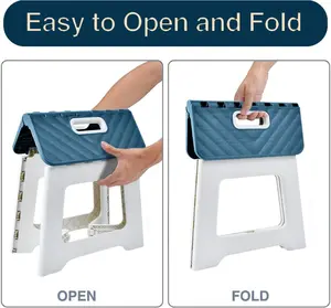 FoldNGo Folding Step Stool for Kids & Family | Collapsible 8 Inch Non-Slip Portable Travel Stool | Gray or Blue | Lightweight Home & Outdoor Step
