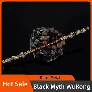 Sun Wukong Scepter, Black Myth: Sun Wukong Game Weapon Ruyi Jingu Bang, Copper Cloud Staff Alloy and Weapon Ornaments, Journey to the West-Peripheral Game Model, Office Desk Ornaments and Pendant Gifts