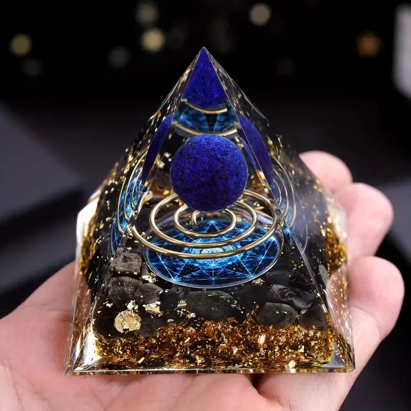 Lapis Lazuli Orgone Crystal Pyramid, Intuitively Chosen Crystals, Unique Gift Idea, Healing Energy Stone, Decorative Ornament, Perfect for Meditation & Relaxation, Wellness, Therapy, Healing Stones