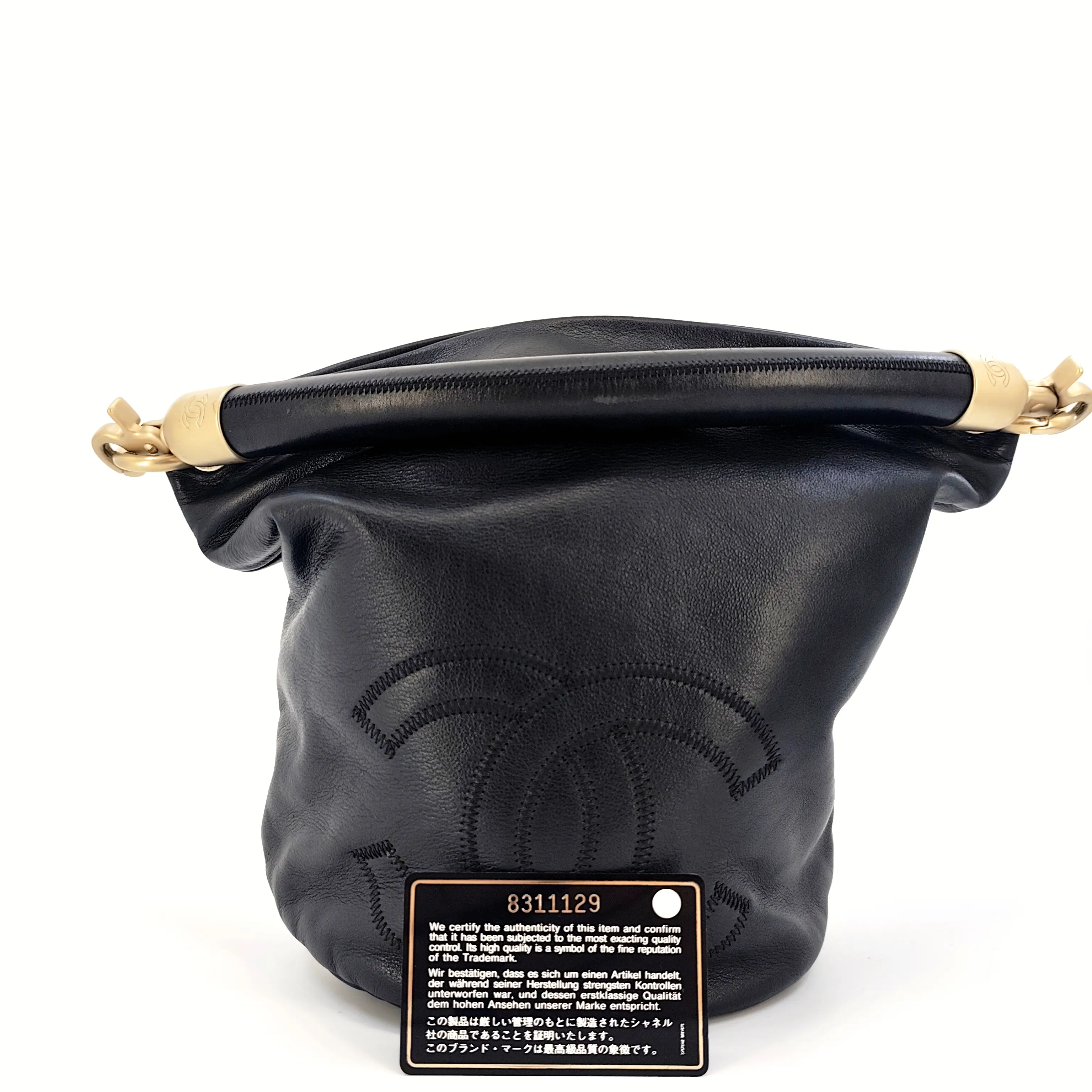 Pre-owned CHANEL leather top handle bag 2000 2002 CC Lambskin bucket bag J00126 NO1