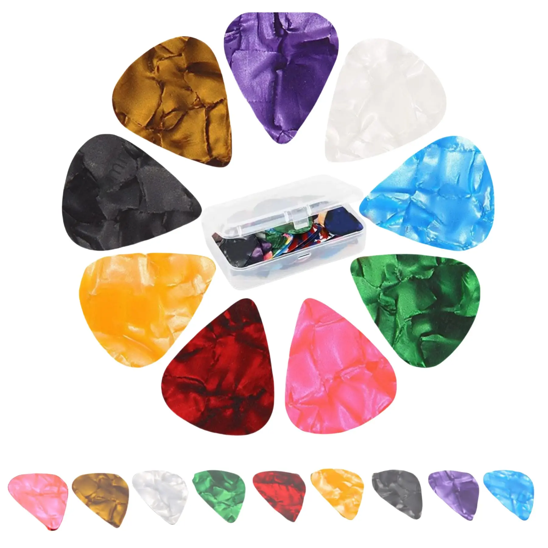 Guitar Pick Set – 21 Pieces, Fits Electric/Acoustic/Ukulele/Bass. 3 Gauge Options (Light, Medium, Heavy) + Storage Case. Colors Vary.