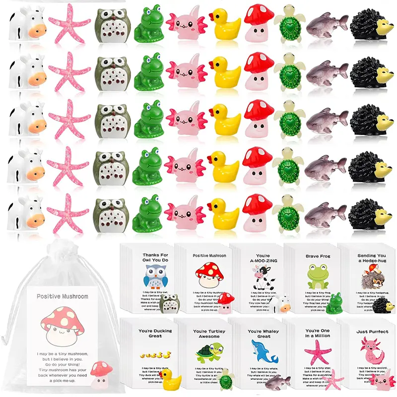 75/150pcs Employee Appreciation Gift Sets-Ideal for Bulk Gifting to Colleagues; Fun Animal-Themed Puns Greeting Cards to Thank Staff; Motivational Resin Mini Desk Gifts