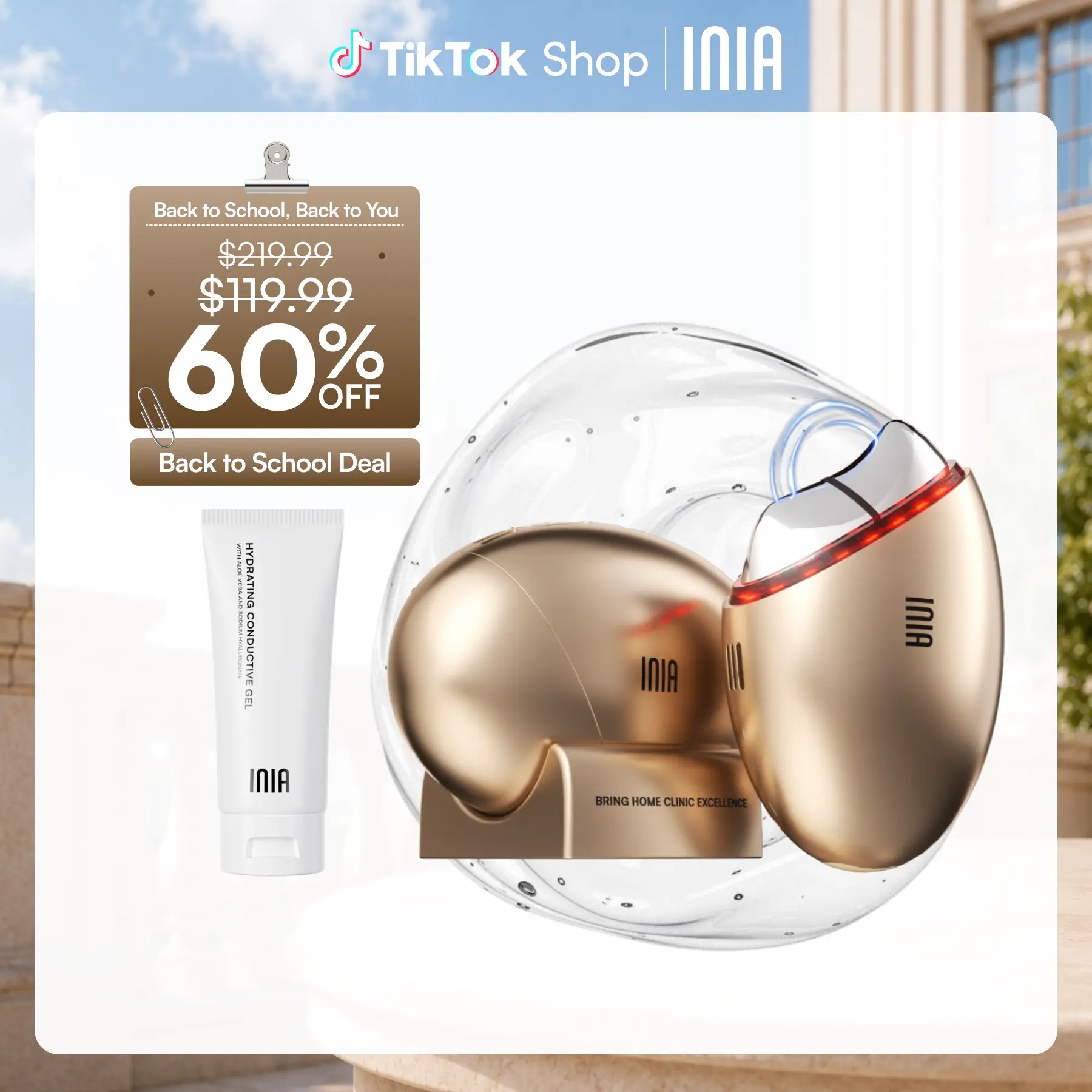 INIA GLACE Microcurrent Lymphatic Drainage Beauty Device | EMS Microcurrent-Activated Deep Drainage with Red & Blue Light, Thermal & Cryo Therapy for Instant De-Puff, Snatched Lift, Face & Neck Sculpting, Summer Beauty Gift Ideas