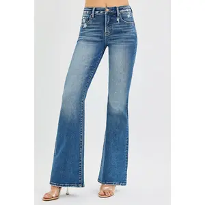 RISEN Full Size Tummy Control High Rise Flare Jeans Plus Size