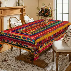 【SummerVibes】【summerwins】EIKIONE  Bohemian Table Cloth Machine Washable Polyester Tablecloth for Family Parties Easy Care Reusable Indoor Outdoor Wrinkle Free Great for Parties Catering Events and Boho Themed Seasonal Displays