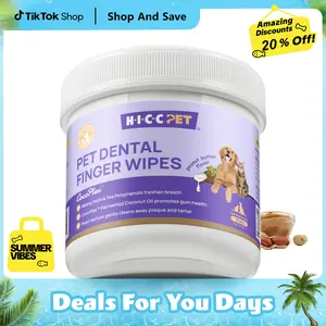 【New Arrivals】 HICC PET Dog Dental Finger Wipes 50 Pack - Remove Plaque & Freshen Breath for Dogs & Cats - Puppy Dental Wipes Finger Style - Gentle Teeth Cleaning for Puppies  - Freshen Breath, Prevent Tooth Decay-Pet wipes for Grooming #DealsForYouDays