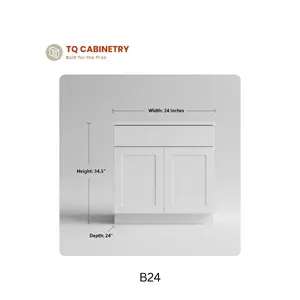 TQ CABINETRY B24 – 2 Door 1 Drawer Base Cabinet | Shaker Style, Box Only