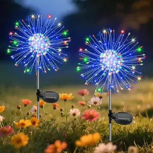 Garden Outdoor Lights, 2 Pack 120 LED Solar Garden Lights Fairy Lights Outdoor Waterproof Decorative Solar Firework Lights for Yard Patio Pathway Flowerbed Party Wedding Decor, Multicolor