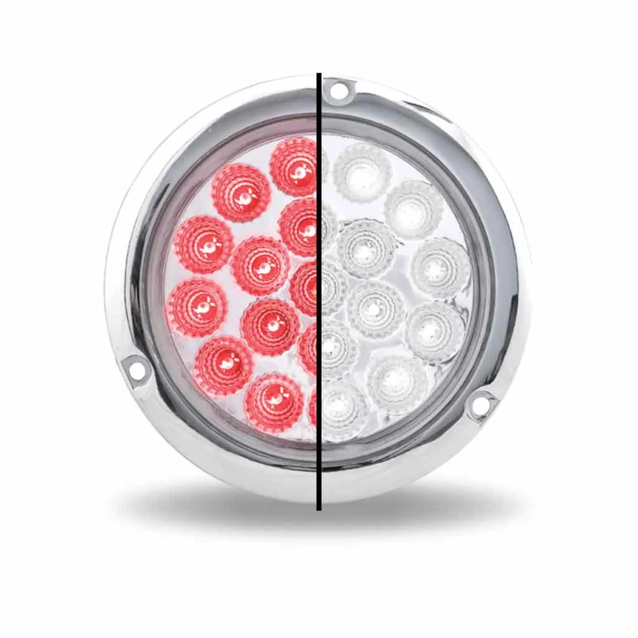 Trux Accessories 4-Inch Round Flange Mount LED Light - Red Stop Turn Tail, White Backup Function