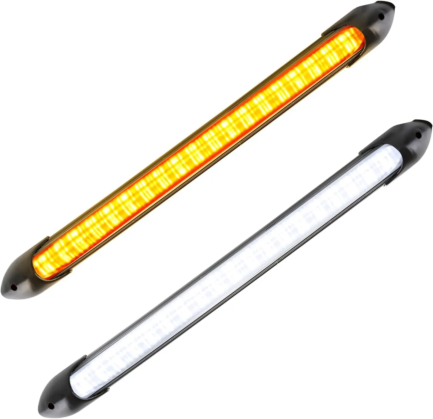 2PCS Exterior Car LED Lights, Flexible Daytime Running Light Strip |   9.25 inches, Waterproof Sequential Turn Signal, Dual-Color DRL Headlight Strip, Universal Car Accessories