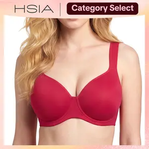 HSIA Joan Comfortzone Seamless Non-Padded Plus Size Minimizer Full Coverage Unlined Underwire Support Visibly Slimmer 1 to 1.5 Cups Wider Cushioned Straps U Shaped Smoothing Back Soft Naked Feel T Shirt Bra for Large Breasts Daily Wear Shaping Lingerie
