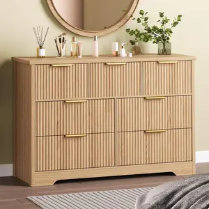 Garvee Fluted Modern Dresser for Bedroom with 7 Drawers, Metal Handles, Wide Closet Clothes Storage Organizer, and Furniture TV Stand for Stylish and Functional Storage