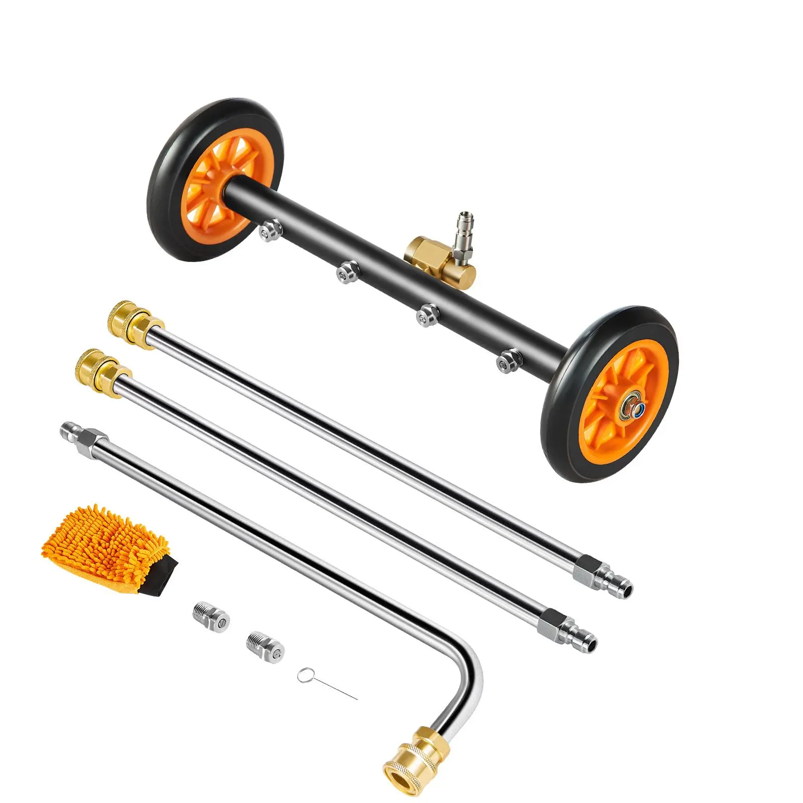 【Summerfinds】VEVOR 16" Pressure Washer Undercarriage CleanerPower Washer Attachment with 2 Wheels & 2 Extended Wands, Power Washer Attachment