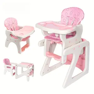 3-in-1 Convertible Baby Highchair - Toddler Floor Seat, Booster Seat with Adjustable Multifunctional Design, Removable Tray, Ergonomic Build, Safety Belt, Non-Slip Base, Easy Assembly, Playful Prints (Bright Pink/Green)