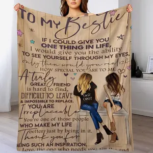 "To My Bestie" Inspirational Friendship Blanket, Sentimental Best Friend Throw, Perfect Birthday Gift for BFF, Soft Flannel Fleece Blanket
