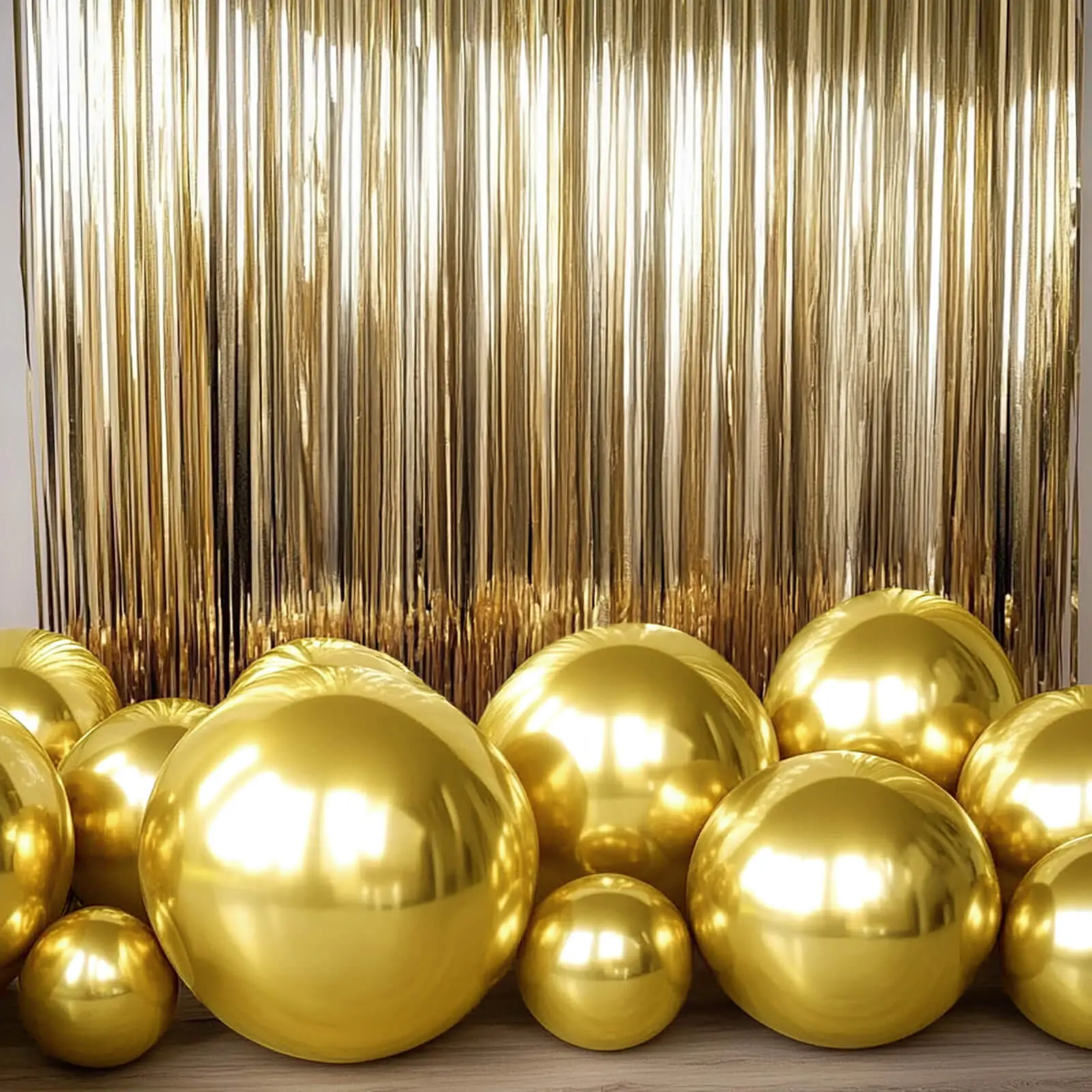 Metallic Gold Foil Orbz Balloons, 4-Pack 32-Inch Large Size Helium/Air-Filled Balloon Party Supplies for Birthday, Baby Shower Decor