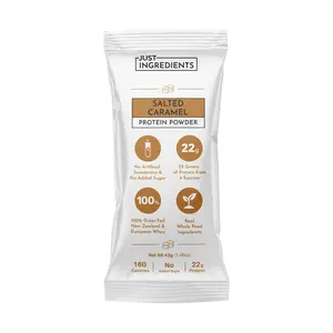 Just Ingredients Salted Caramel Protein Powder – Individual Stick - with 100% Grass-Fed Whey & Organic Plant Proteins – Flavored with Real Food – Supports Muscle Recovery, Energy *
