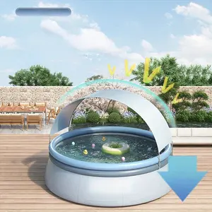 10ft x 26in Outdoor Inflatable Swimming Pool, Round Backyard Family Pool, Blue