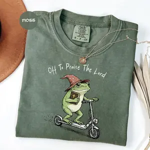 Comfort Colors Christian Frog Shirt, Funny Off To Praise The Lord Tee, Bible Study Humor T-Shirt, Jesus Church Faith Graphic Tee